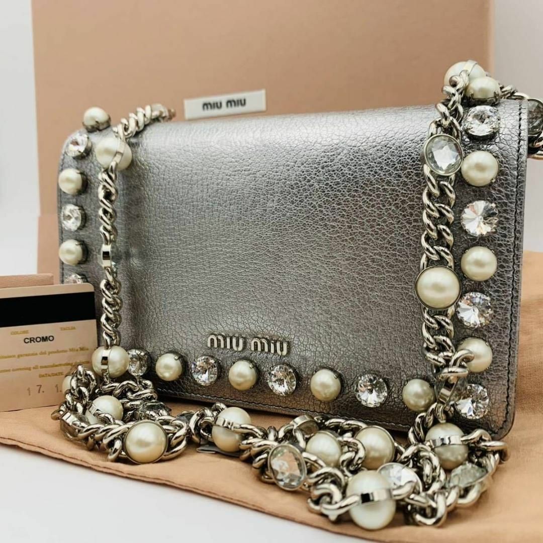 HOTSALE MIUMIU ショルダー パーティ バッグ ビジュー クリスタル