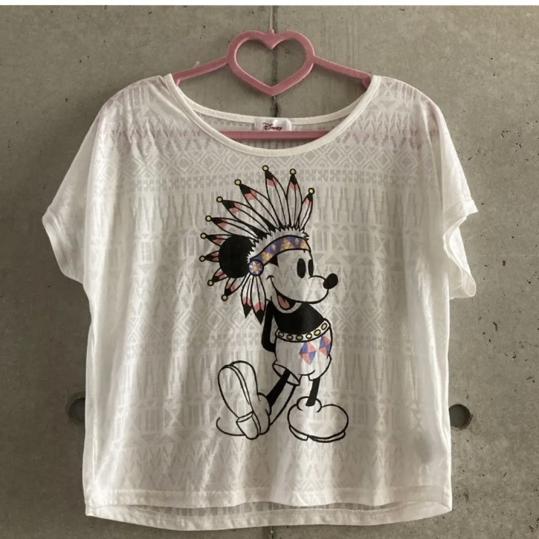 Disney(ディズニー)の★Disney★ディズニー ミッキー インディアン Tシャツ ゆるT シャツ 白 レディースのトップス(Tシャツ(半袖/袖なし))の商品写真