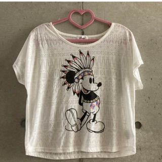 ディズニー(Disney)の★Disney★ディズニー ミッキー インディアン Tシャツ ゆるT シャツ 白(Tシャツ(半袖/袖なし))