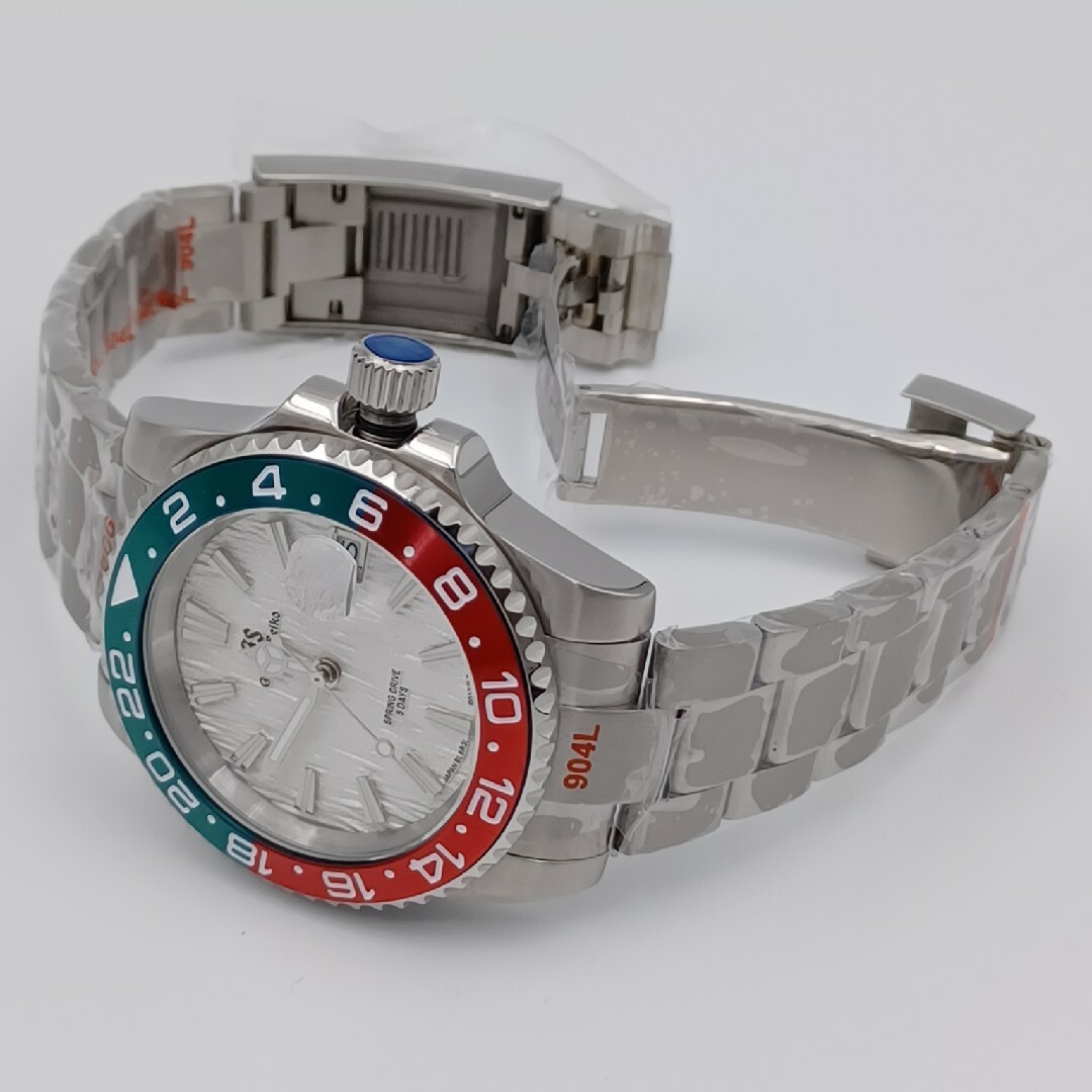 新品(673)SEIKOMODカスタム腕時計GMT緑赤GS文字盤