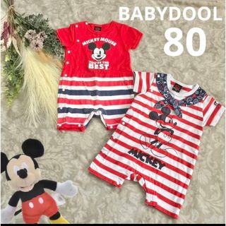 ベビードール(BABYDOLL)のベビードール　ミッキー　ロンパース　80 セット　半袖　baby doll(ロンパース)