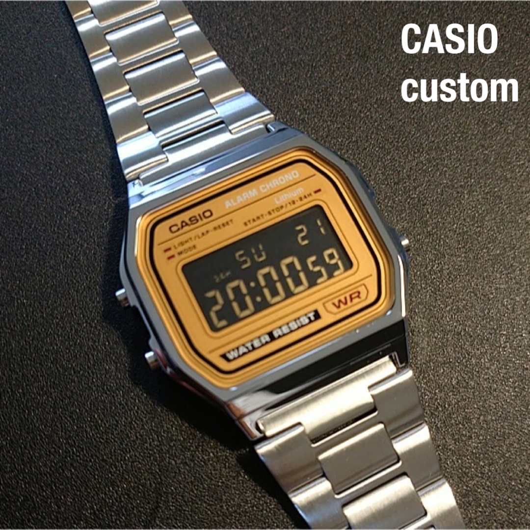 【新品】カシオ ゴールド チープカシオ デジタル 腕時計 カスタム 黒 液晶反転 | フリマアプリ ラクマ