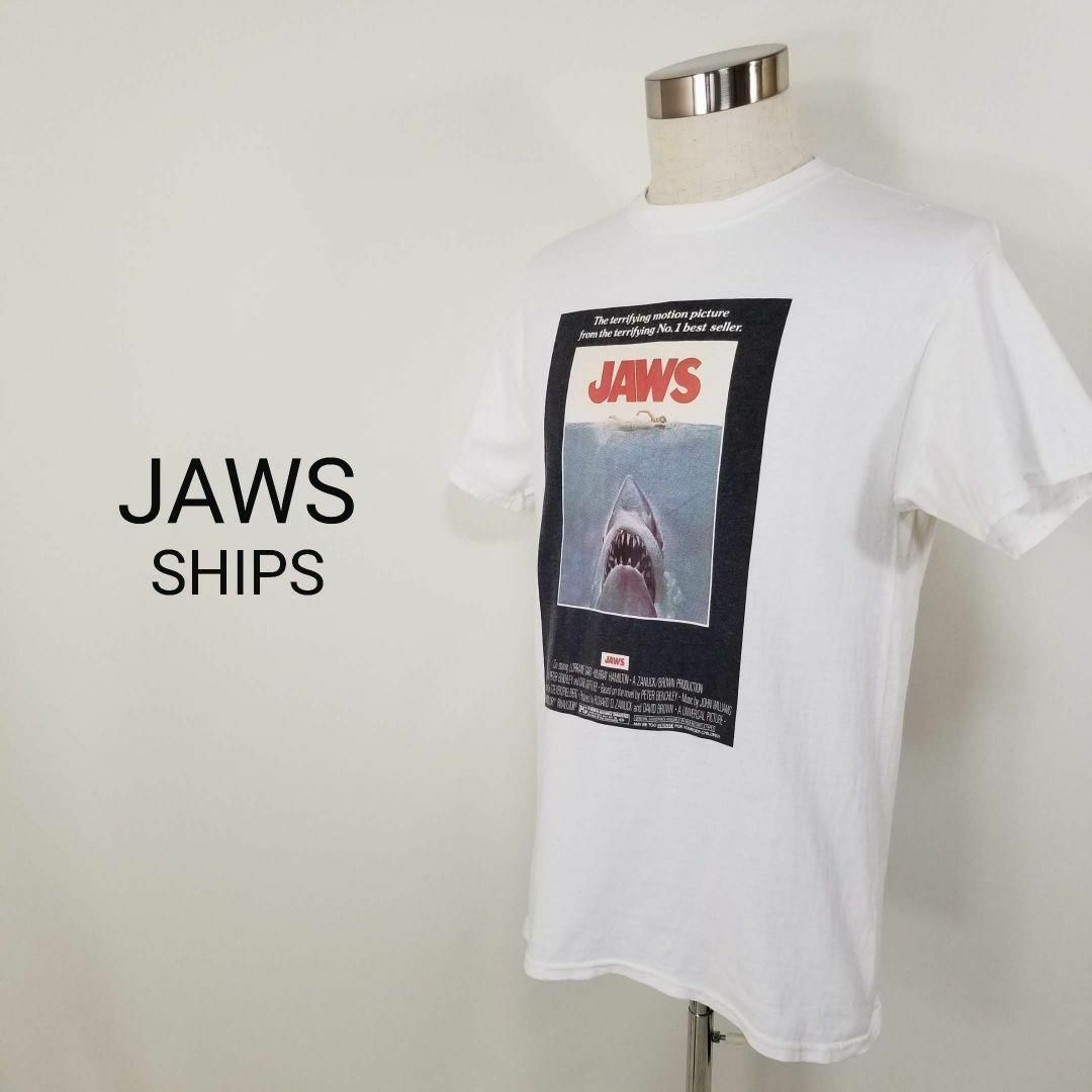 シップスSHIPS×JAWS別注コラボ半袖Tシャツ白メンズMビッグプリント