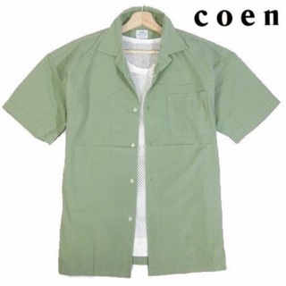 コーエン(coen)の【coen/コーエン】ポプリンオーバダイ オープンカラーシャツ・オリーブ系・XL(シャツ)