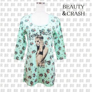 新品　【BEAUTY&CRASH】　ガールプリント　ロングＴシャツ　七分袖(Tシャツ(長袖/七分))