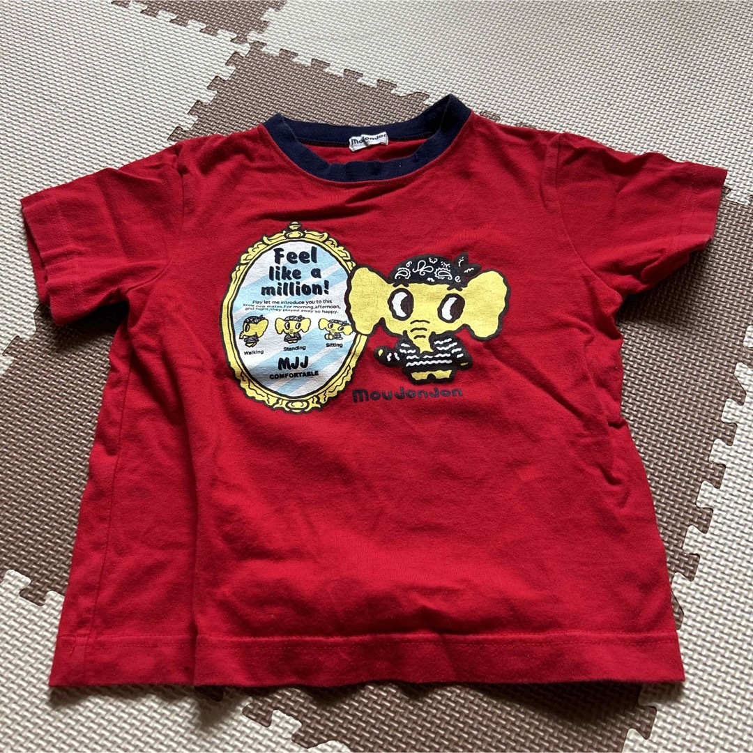 mou jon jon(ムージョンジョン)のムージョンジョン　赤　ゾウ　Tシャツ 100  双子　年子 キッズ/ベビー/マタニティのキッズ服男の子用(90cm~)(Tシャツ/カットソー)の商品写真
