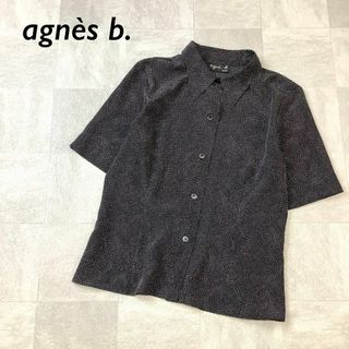 アニエスベー(agnes b.)のagnes b. ドット 柄 シャツ 半袖 日本製 ブラック(シャツ/ブラウス(半袖/袖なし))