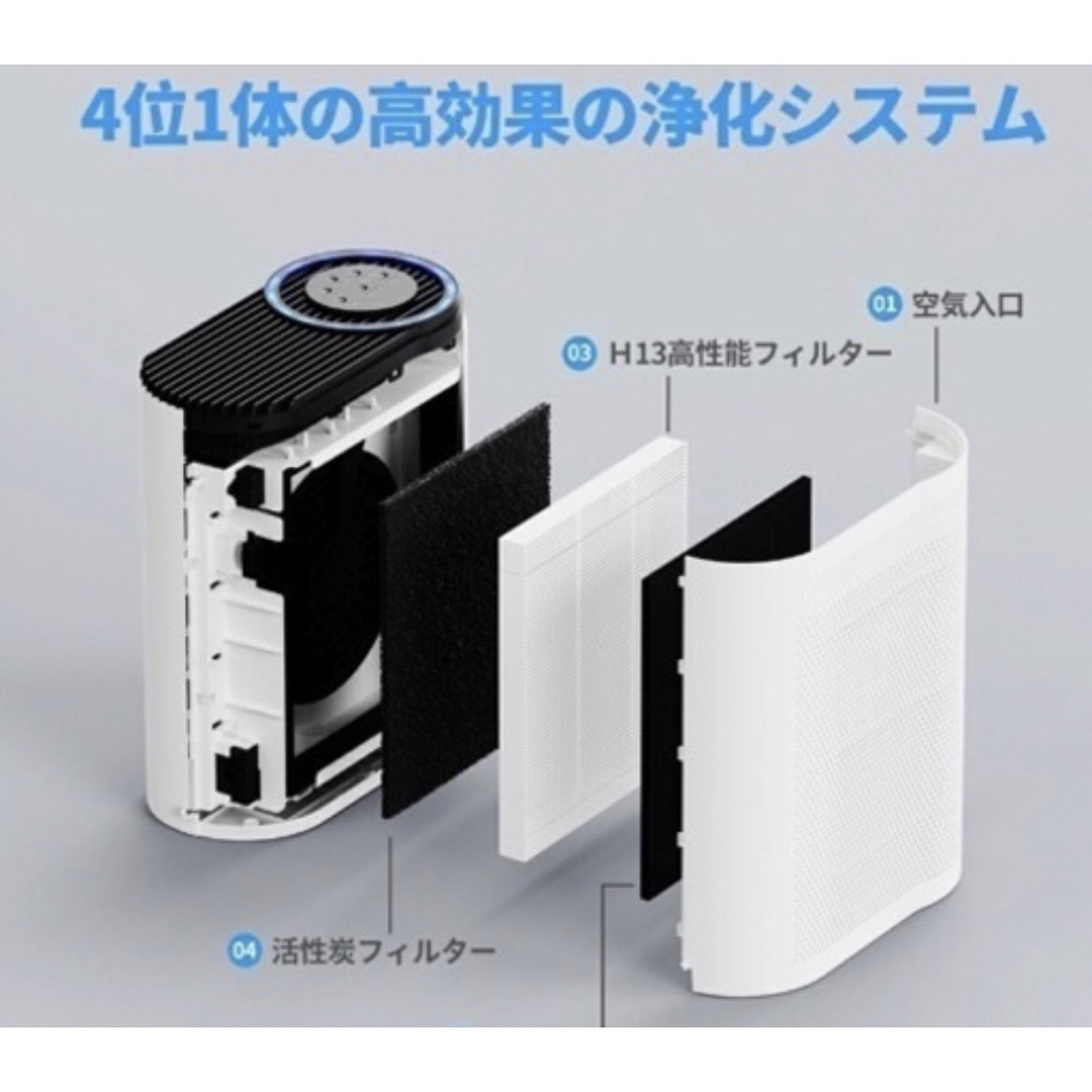 空気清浄機 UV除菌ライト 空気質自動検知  省エネ ウイルス対策 タイマー  スマホ/家電/カメラの生活家電(空気清浄器)の商品写真