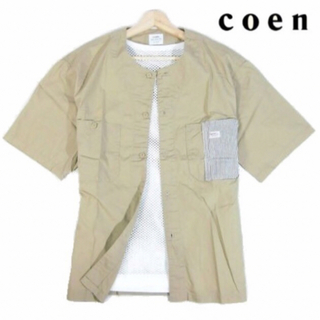 コーエン(coen)の【coen/コーエン】COEN × SMITH'S ノーカラー 半袖シャツ・XL(シャツ)