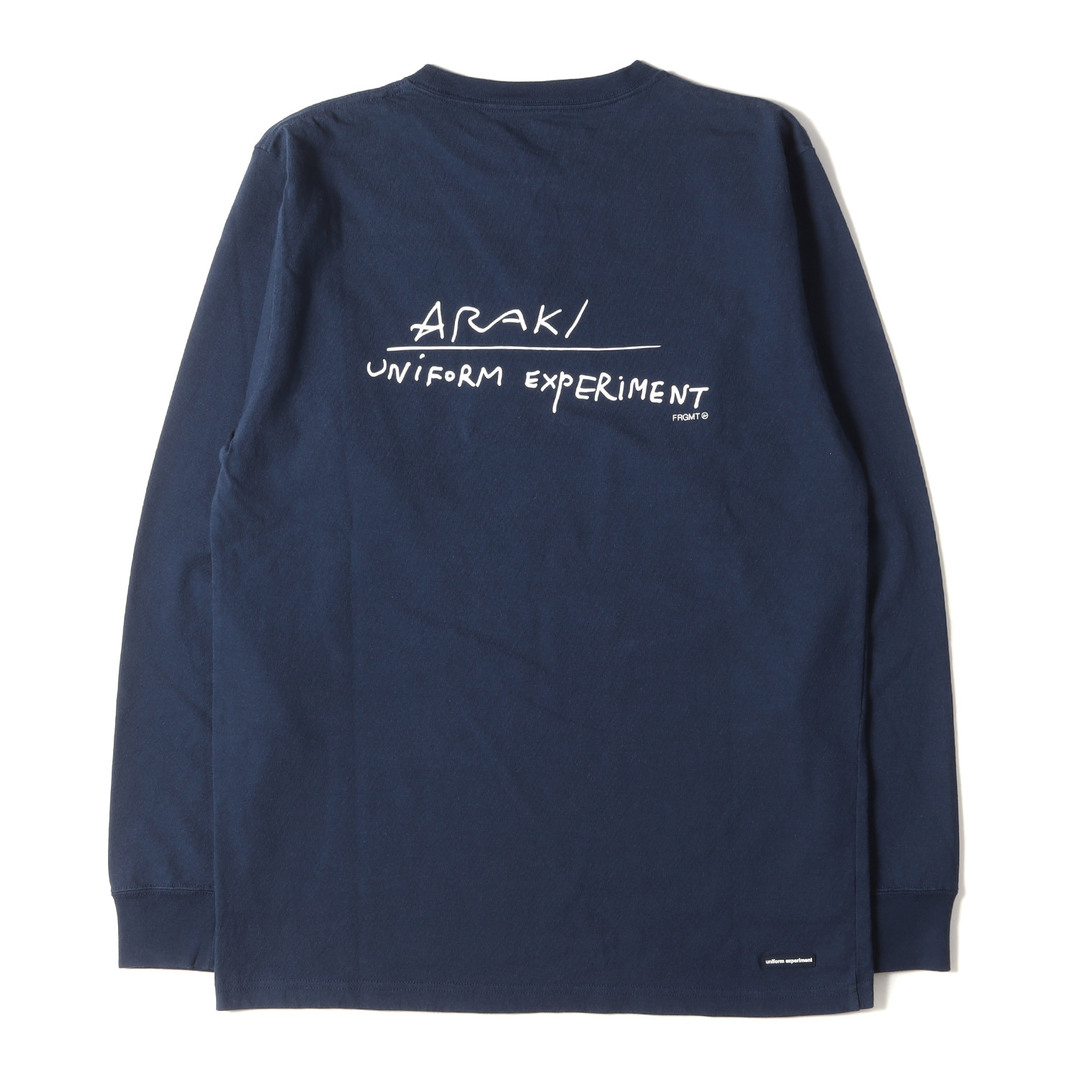 UNIFORM EXPERIMENT ユニフォームエクスペリメント Tシャツ サイズ:2 荒木経惟 コラボ フラワーフォト クルーネック 長袖 Tシャツ ARAKI POLAROID L/S TEE 19AW ネイビー 紺 トップス カットソー ロンT ブランド【メンズ】【美品】 1