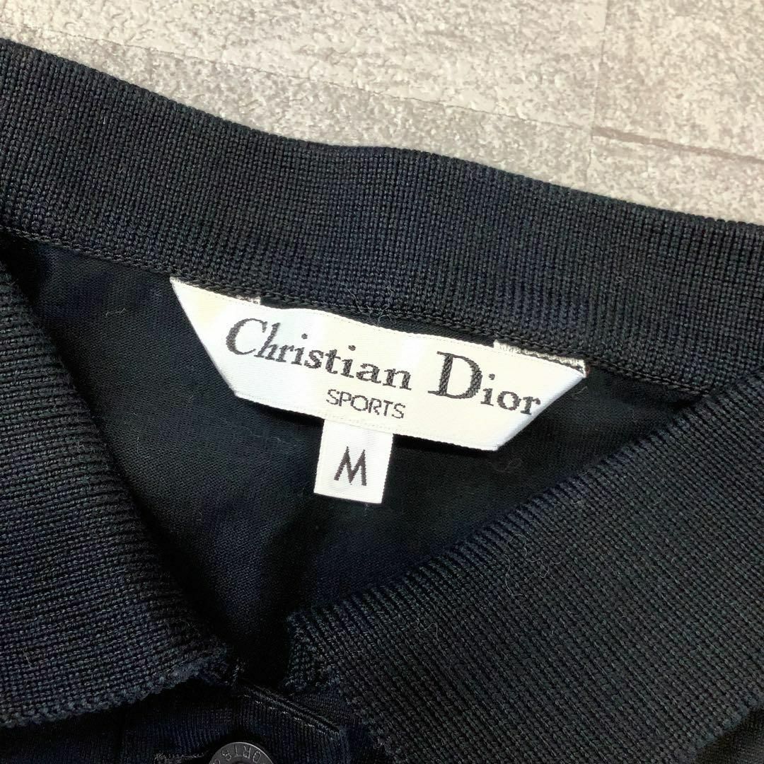 Christian Dior(クリスチャンディオール)のOLD Christian Dior 胸 ポケット 刺繍 ポロシャツ ブラック レディースのトップス(ポロシャツ)の商品写真