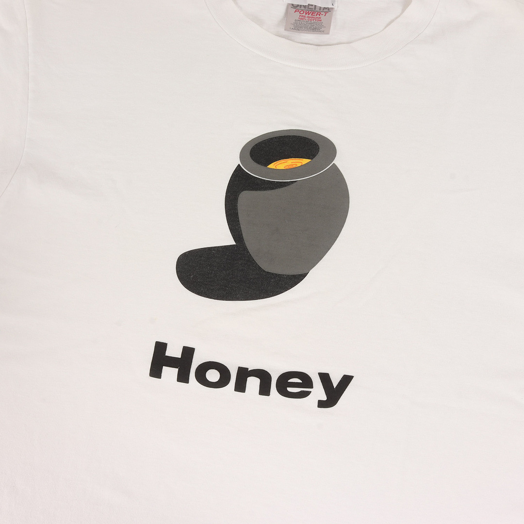 TRANSPORT(トランスポート)のTRANSPORT トランスポート Tシャツ サイズ:L 90s Honey プリント クルーネック 半袖 Tシャツ ONEITAボディ ホワイト 白 トップス カットソー 【メンズ】【中古】 メンズのトップス(Tシャツ/カットソー(半袖/袖なし))の商品写真