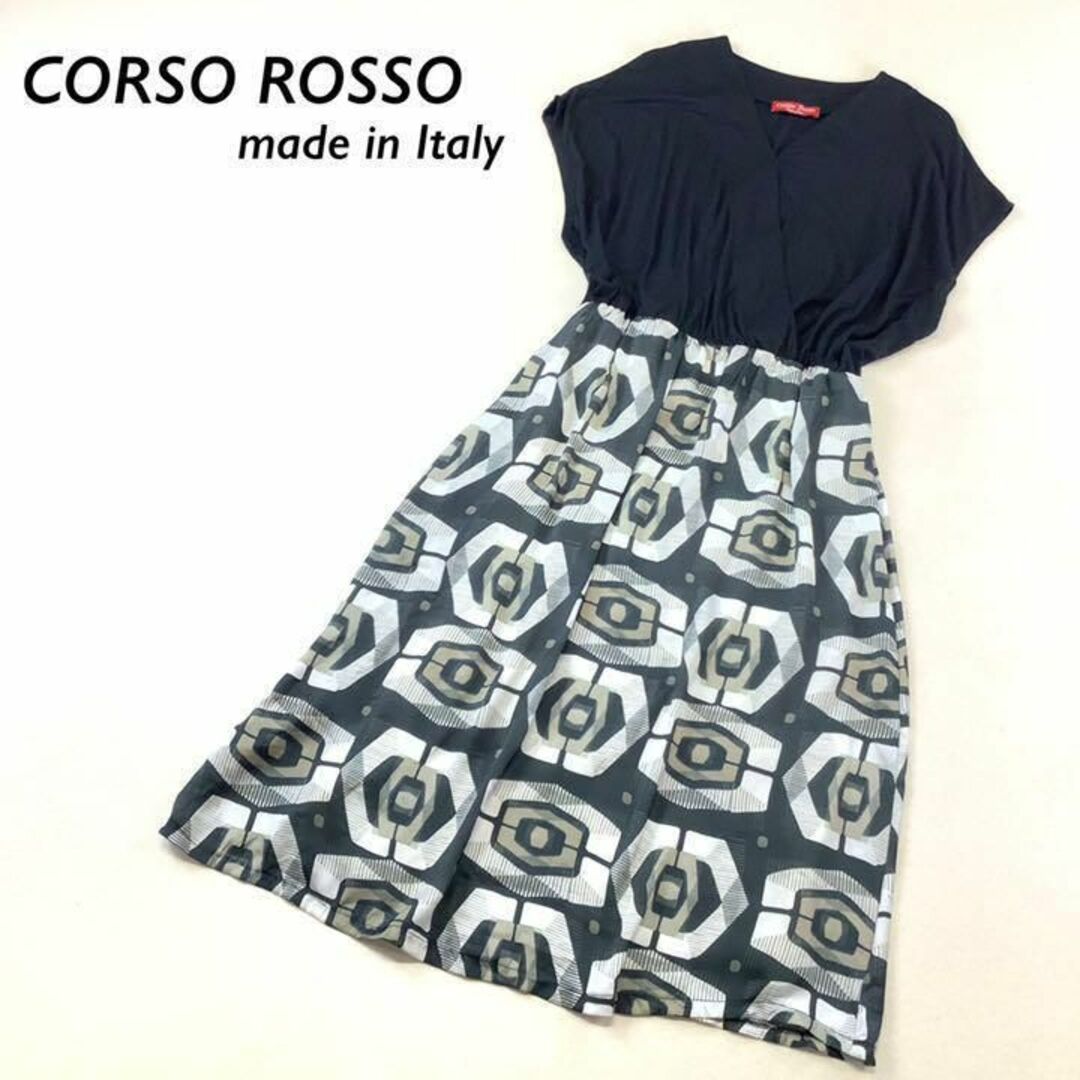 【新品】CORSO ROSSO イタリア製　濃紺　ワンピース　濃紺