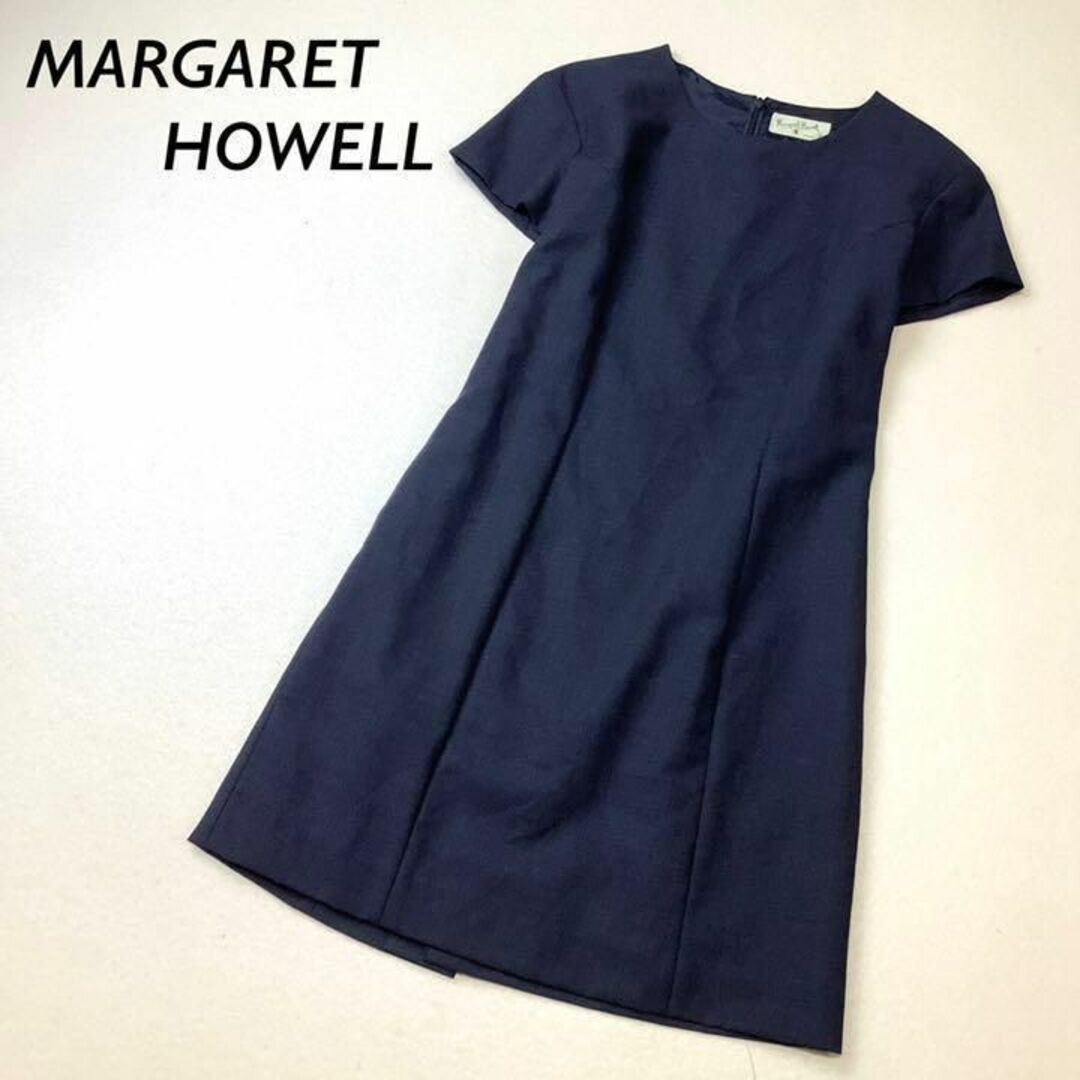 MARGARET HOWELL(マーガレットハウエル)のMARGARET HOWELL ENGLAND ウール ワンピース ネイビー レディースのワンピース(ひざ丈ワンピース)の商品写真
