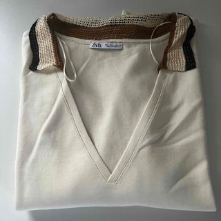 ザラ(ZARA)のZARA 綿オーバーサイズV半袖T(L)(Tシャツ(半袖/袖なし))