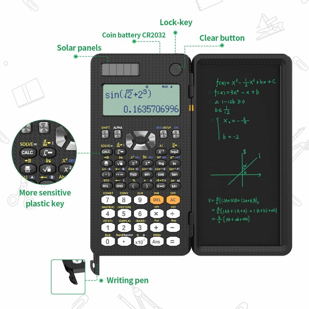 NEWYES 関数電卓 電卓付き電子メモパッド 417関数・機能 微分積分・統計 3