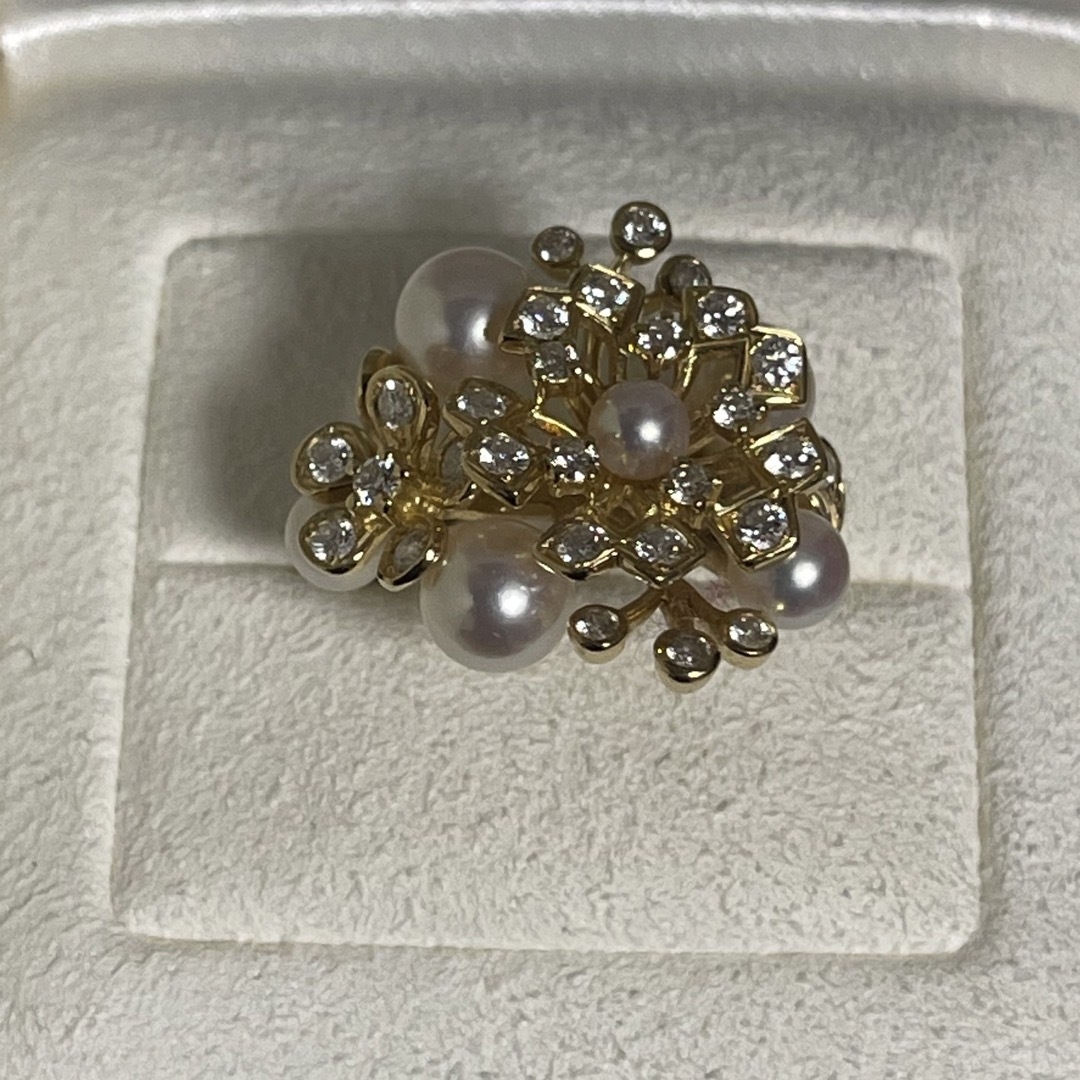 ◆MIKIMOTO ミキモト  現行品　リング　パール　ダイヤk18wg