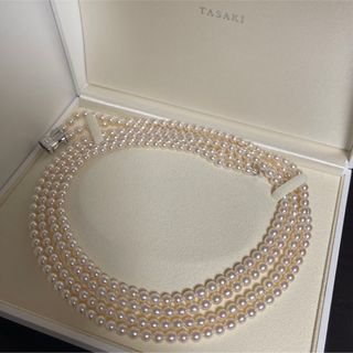 タサキ(TASAKI)の【現行超美品】Tasakiアコヤパールネックレスシルバー２連97+101cm(ネックレス)