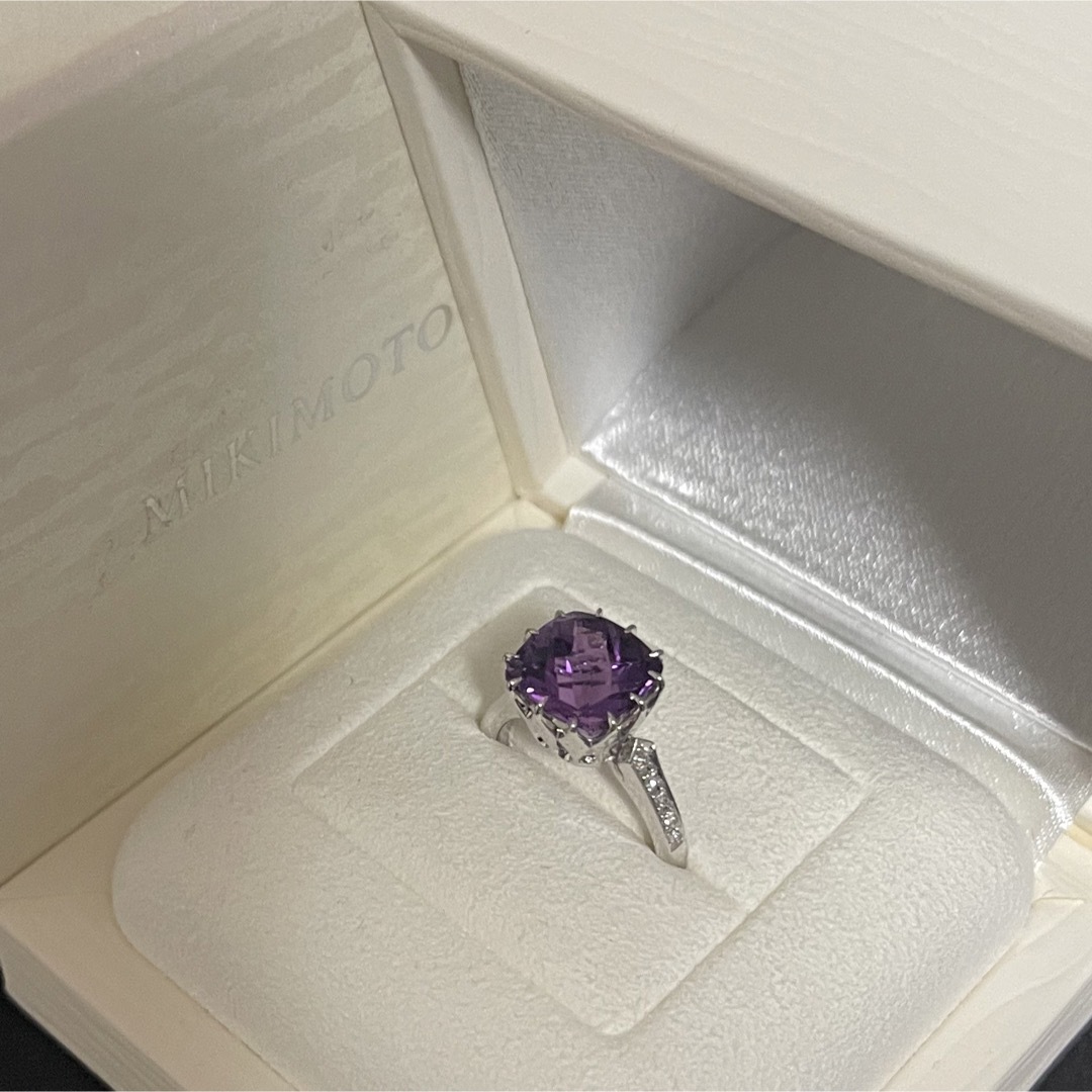 MIKIMOTO - 【超美品】ミキモトK18アメジストリング4.35ctダイヤ0.09ct