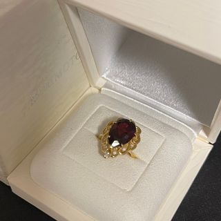 ミキモト(MIKIMOTO)の【超美品】ミキモトK18デザインガーネットリング7.77ctダイヤ0.16ct(リング(指輪))