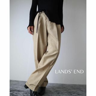 LANDS’ END 2タックウールスラックス ワイドパンツ /U425