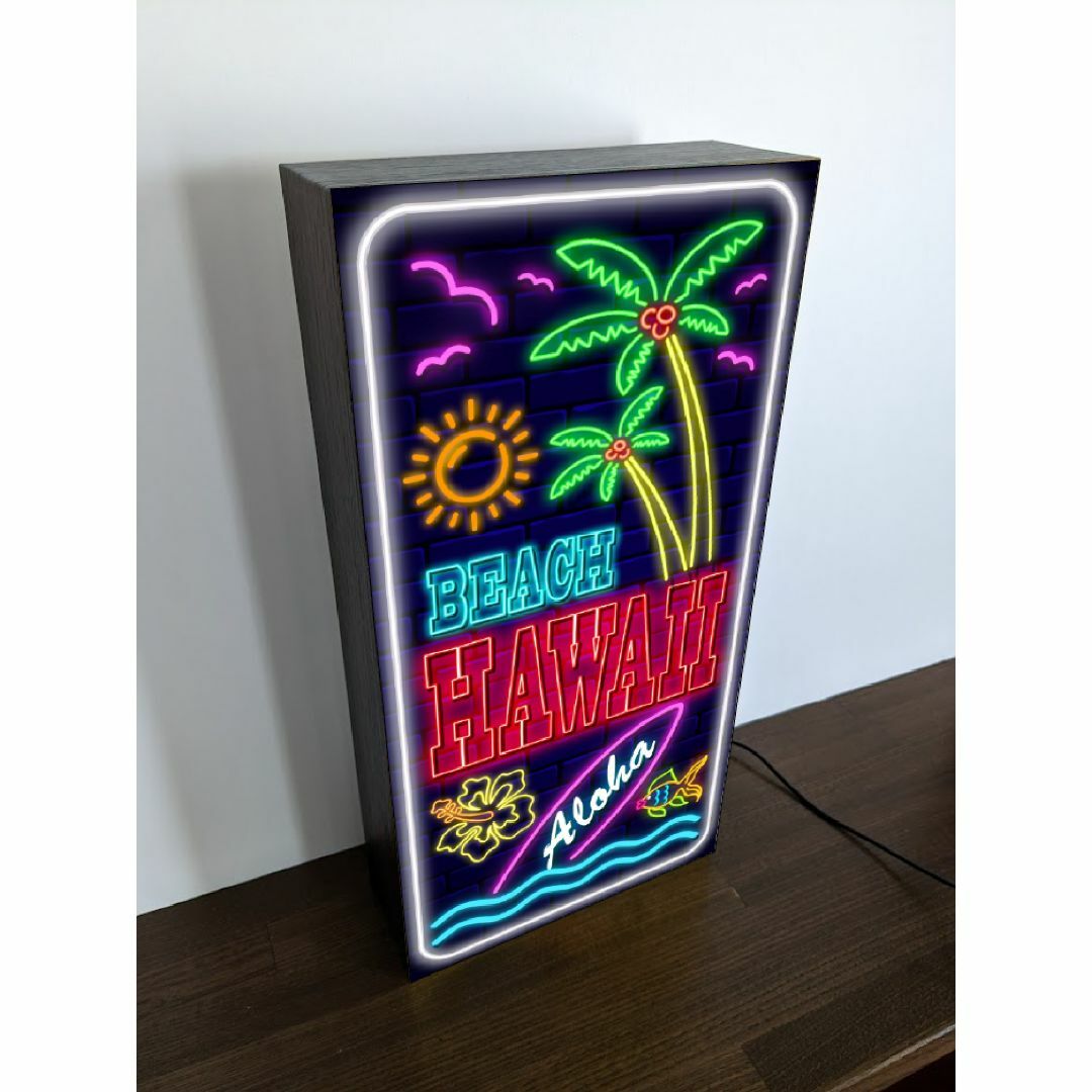 【Lサイズ】ハワイ ビーチ アロハ 海 夏 南国 看板 置物 雑貨 ライトBOX
