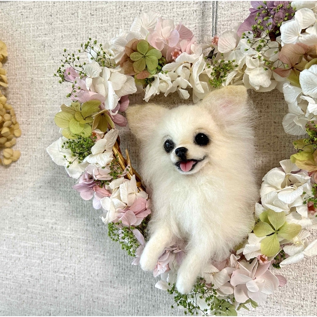 羊毛フェルト 犬 ポメラニアン 白 ホワイト 置物 羊毛フェルト 羊毛フェルト 犬 ポメラニアン 白 ホワイト 置物 羊毛フェルト