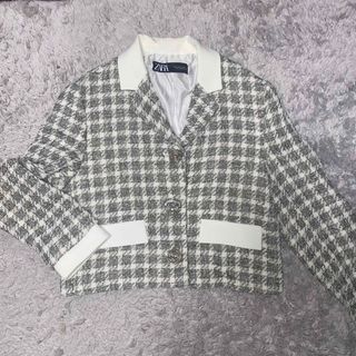 ザラ(ZARA)のZARA ツイードジャケット ショート丈 千鳥柄 ザラ(その他)