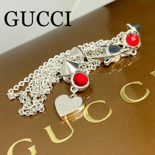 グッチ(Gucci)の新品仕上 グッチ GUCCI レッド クリスタル ハート ネックレス シルバー (ネックレス)