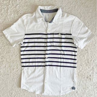 ギャップキッズ(GAP Kids)の☆中古品☆ GAP kids 白×紺ボーダー半袖シャツ　XXL(ブラウス)