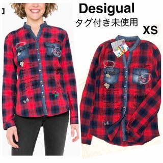 デシグアル　レディースS 長袖シャツ　シルクシャツ　総柄　desigual