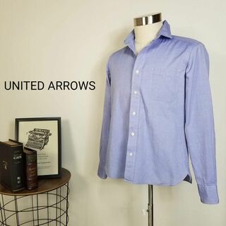 ユナイテッドアローズ(UNITED ARROWS)の美品UNITED ARROWSホワイトステッチカジュアルシャツ青メンズM長袖(Tシャツ/カットソー(半袖/袖なし))