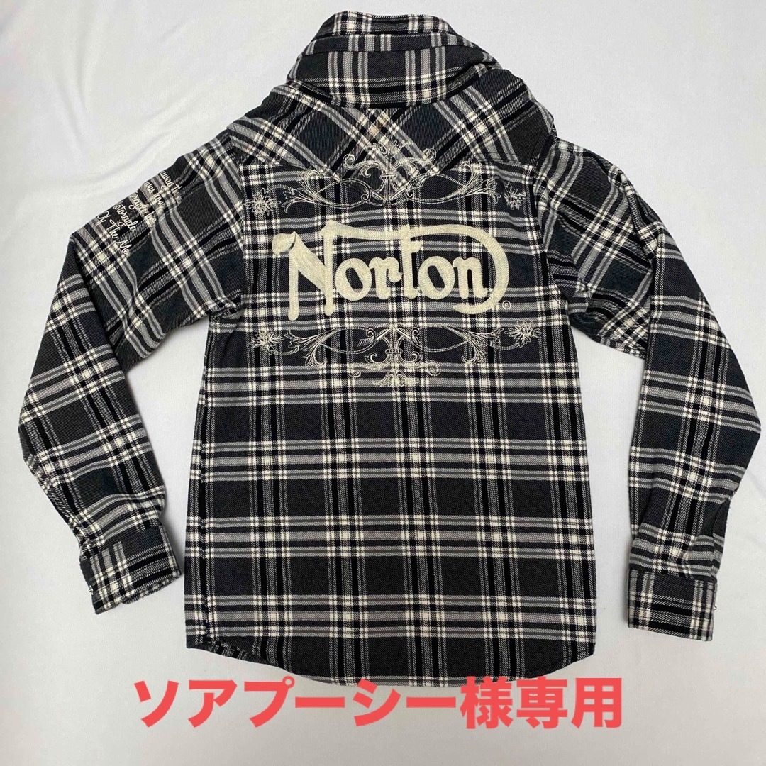 新品未使用　ノートン　Norton 両面刺繍ボリュームネックフード収納シャツ　S