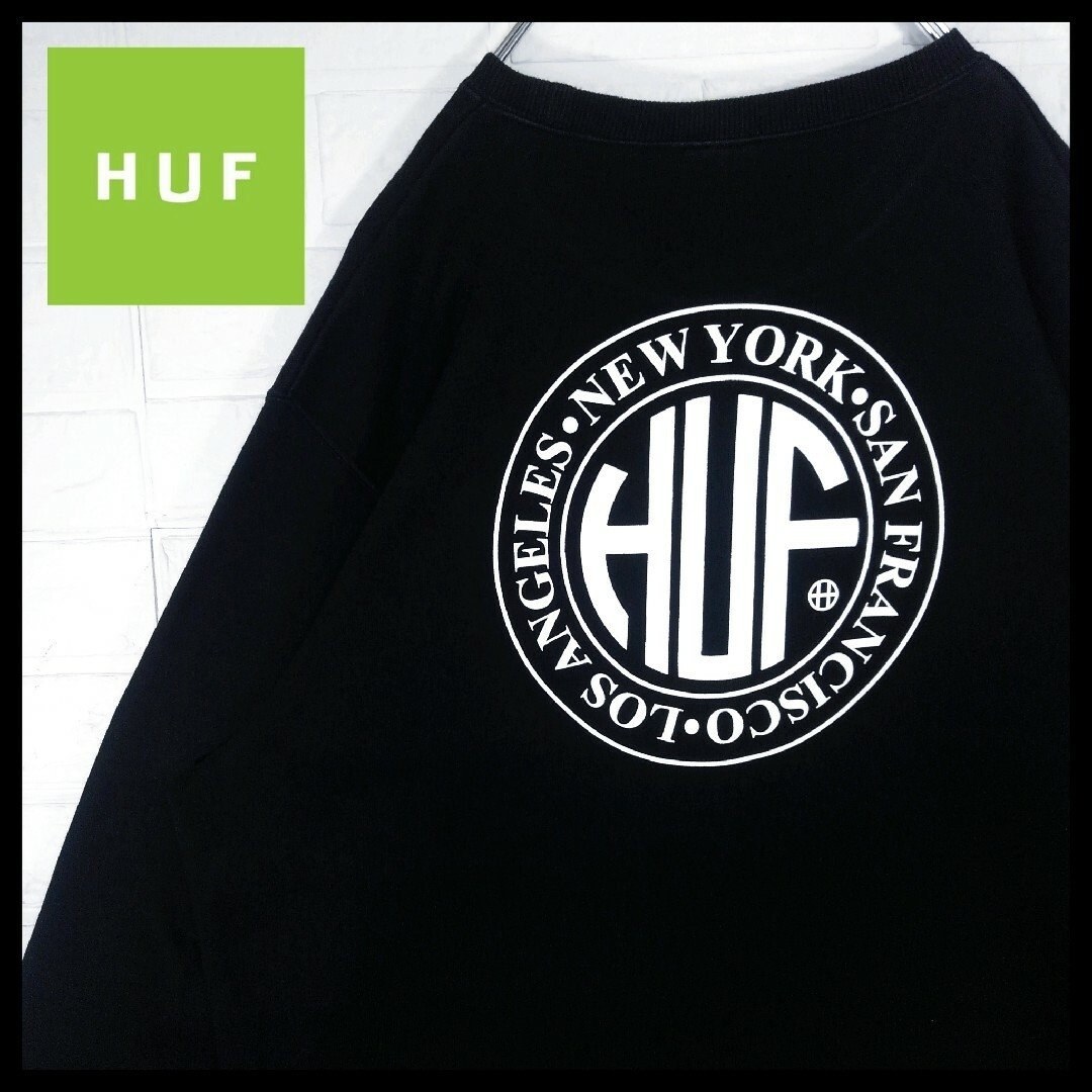 【L】HUF ハフ 裏起毛パーカー BASEMENT BEANBAG グリーン