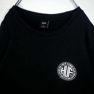 HUF(ハフ)》ビッグロゴ 裏起毛 ビッグシルエット スウェット 黒-