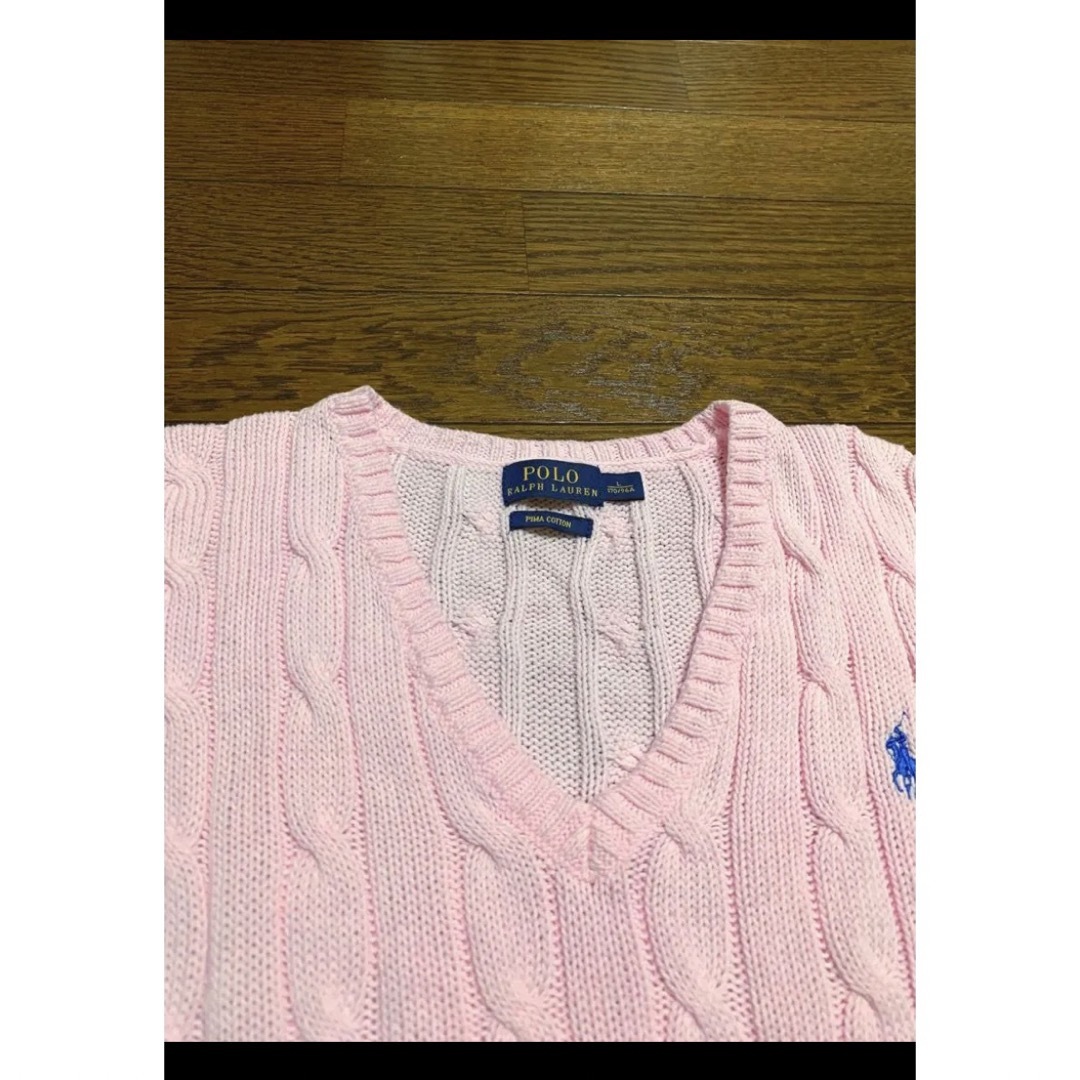 POLO RALPH LAUREN(ポロラルフローレン)の【希少 ピマコットン】 ラルフローレン Vネック ケーブル ニット NO1490 レディースのトップス(ニット/セーター)の商品写真