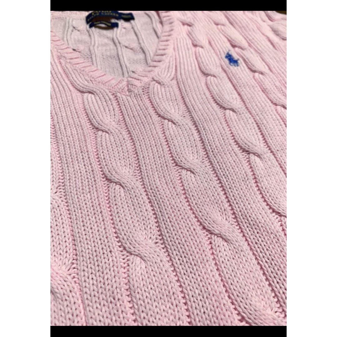 POLO RALPH LAUREN(ポロラルフローレン)の【希少 ピマコットン】 ラルフローレン Vネック ケーブル ニット NO1490 レディースのトップス(ニット/セーター)の商品写真