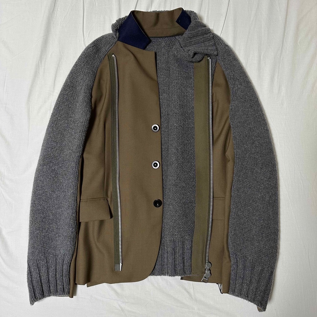 sacai 22AW スーチング×ニット ジャケット ブルゾン MA-1