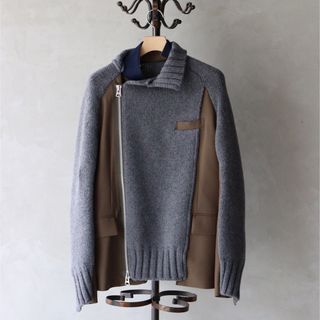 sacai - sacai 22AW スーチング×ニット ジャケット ブルゾン MA-1の ...