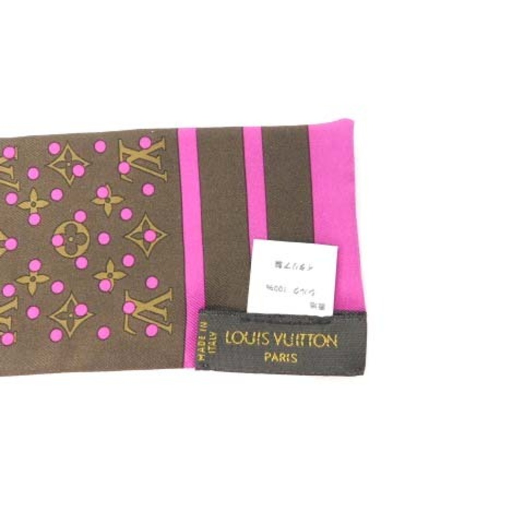 LOUIS VUITTON(ルイヴィトン)のルイヴィトン モノグラム・ペルフォ バンドー スカーフ ツイリー 茶 ピンク レディースのファッション小物(バンダナ/スカーフ)の商品写真