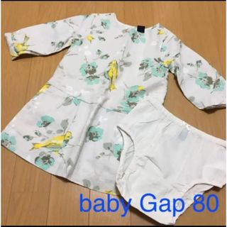 ベビーギャップ(babyGAP)の美品☆ baby Gap 長袖 ワンピース 80 アンダーパンツ付き(ワンピース)