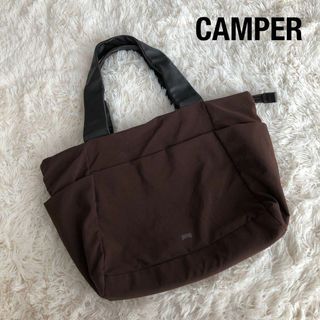 カンペールCAMPER　ナイロン×レザートートバッグ　ブラウン茶色