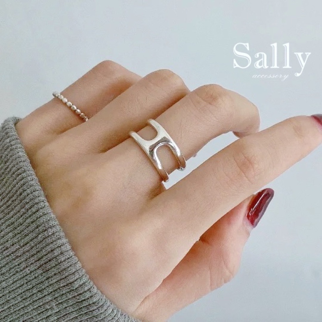 TODAYFUL(トゥデイフル)のnew【silver 925 】シンプルなHデザイン　リング レディースのアクセサリー(リング(指輪))の商品写真