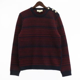 Gucci - グッチ 18AW セーター ニット 長袖 総柄 ウール ネイビー