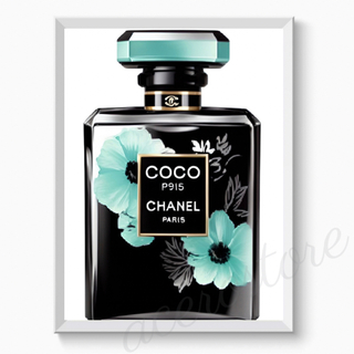 H044 アートポスター CHANEL シャネル 香水 ブルー【フレーム選択可】(アート/写真)