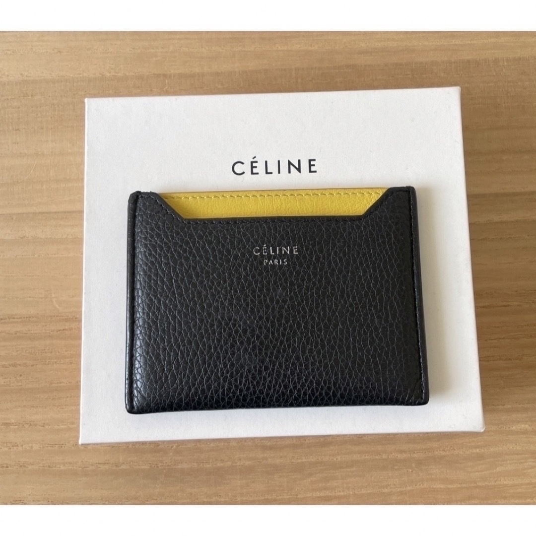 CELINE セリーヌ バイカラー カードケース 旧ロゴ 黒 黄色 イエロー