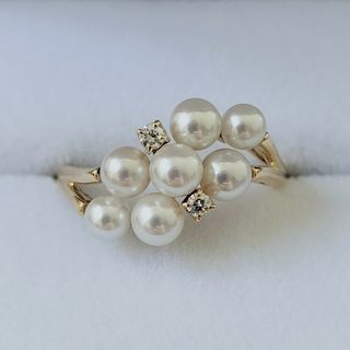 ミキモト(MIKIMOTO)のミキモト ダイヤモンド×ベビーパール リング K18YG 3.5mm 2.7g(リング(指輪))