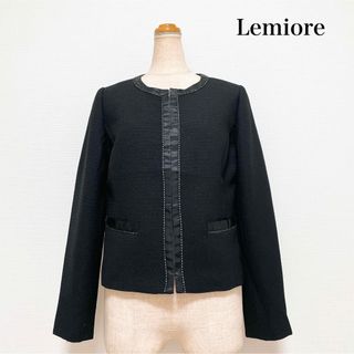 Lemiore ノーカラージャケット 黒 ラメ お仕事 セレモニー 上品素敵(ノーカラージャケット)