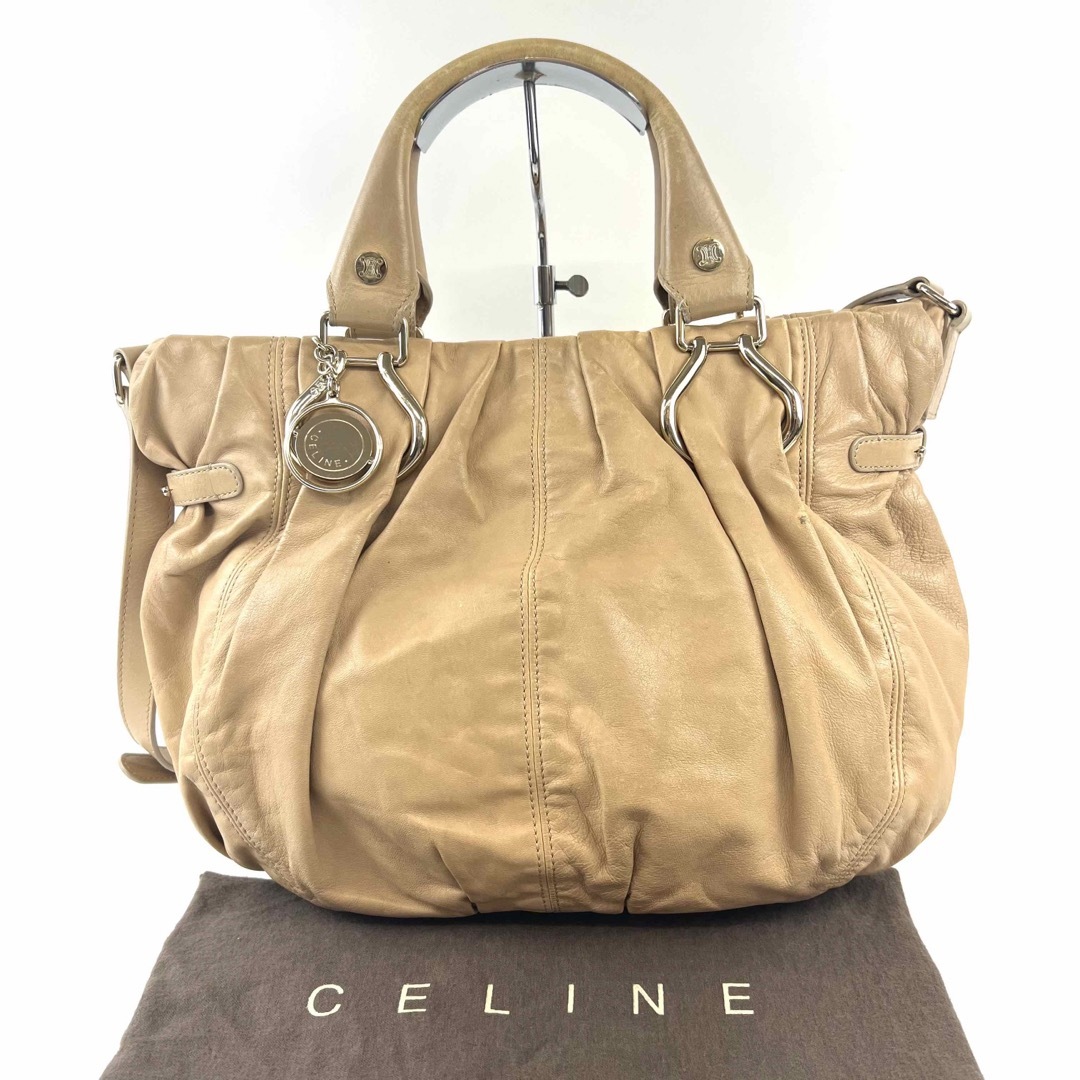 CELINE セリーヌ 2way ハンドバッグ ショルダーバッグ ベージュ - www