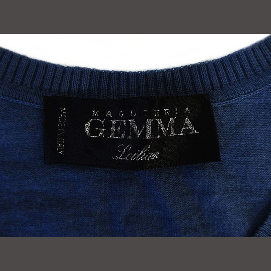 レリアン GEMMA 美品 ウール ニット 七分袖 ブルー 44 イタリア製